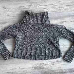 Square crop top cowl neck sweater